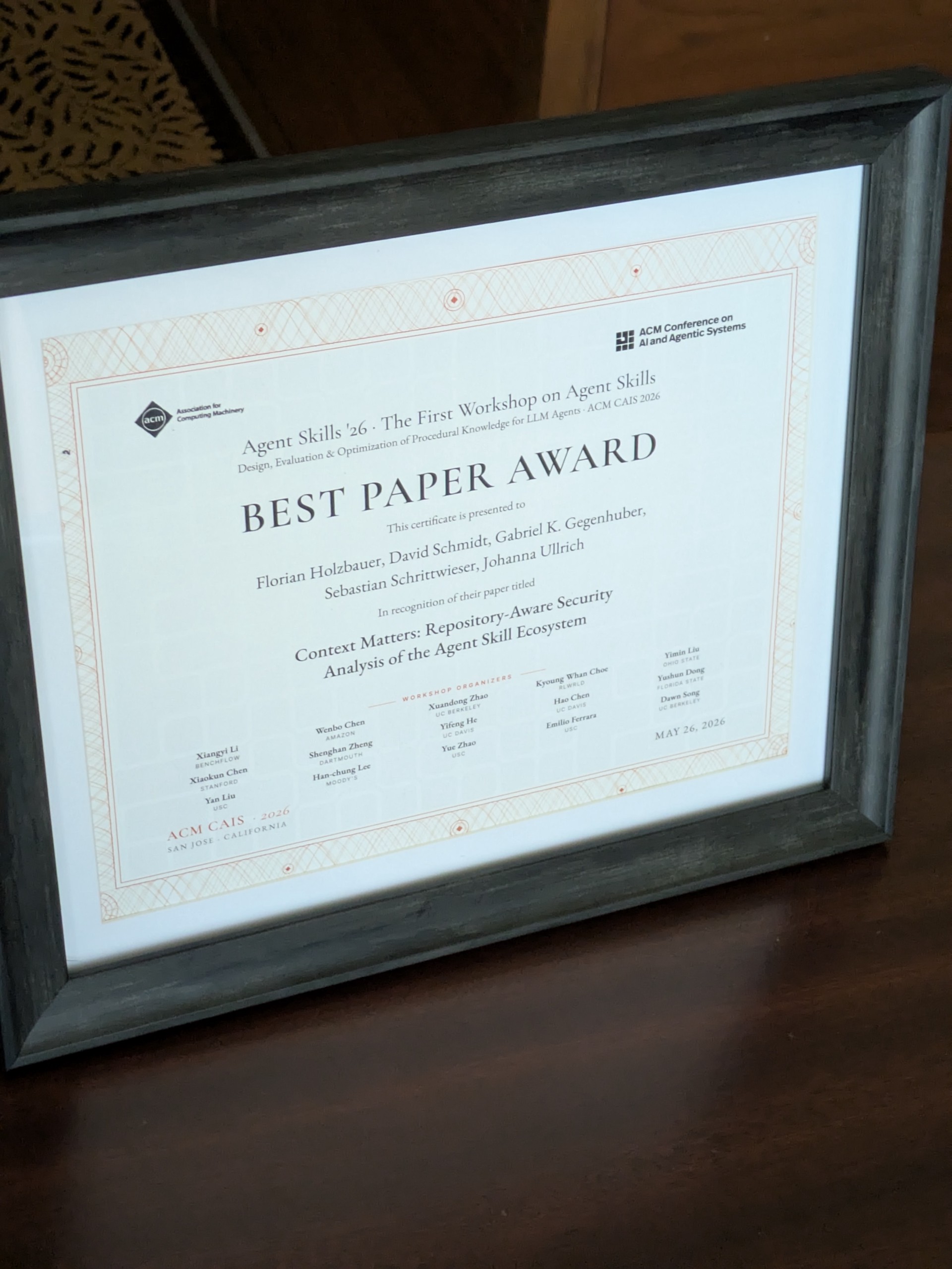 Best Paper Award at CAIS 2026